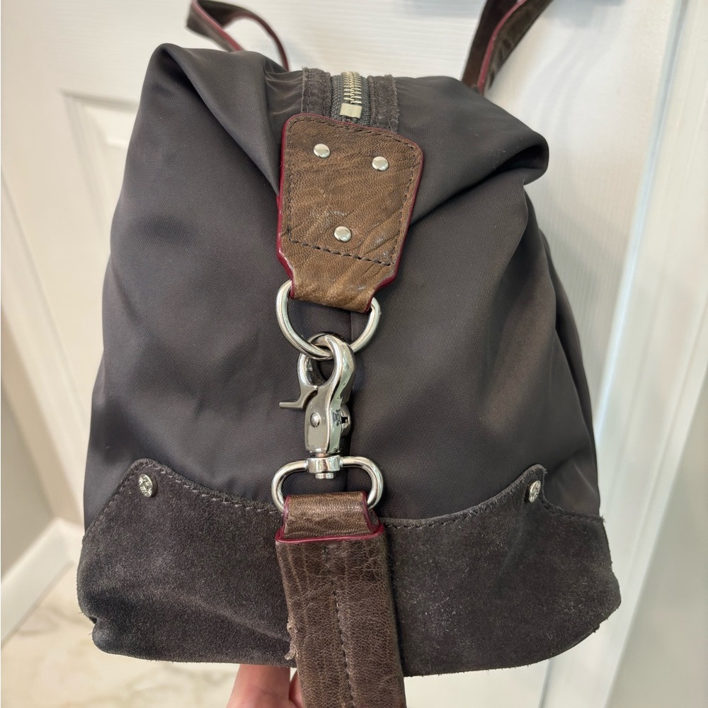 ✨MZ WALLACE Josie Bedford Nylon Grey Satchel/Large Bag Suede & Leather Trim - Picture 6 of 15